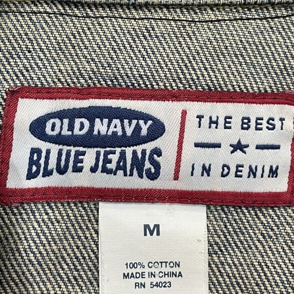 Old Navy Blue Jeans Jacket Women Medium Denim Upcycled Patchwork 80s 90s Vintage - Picture 11 of 14